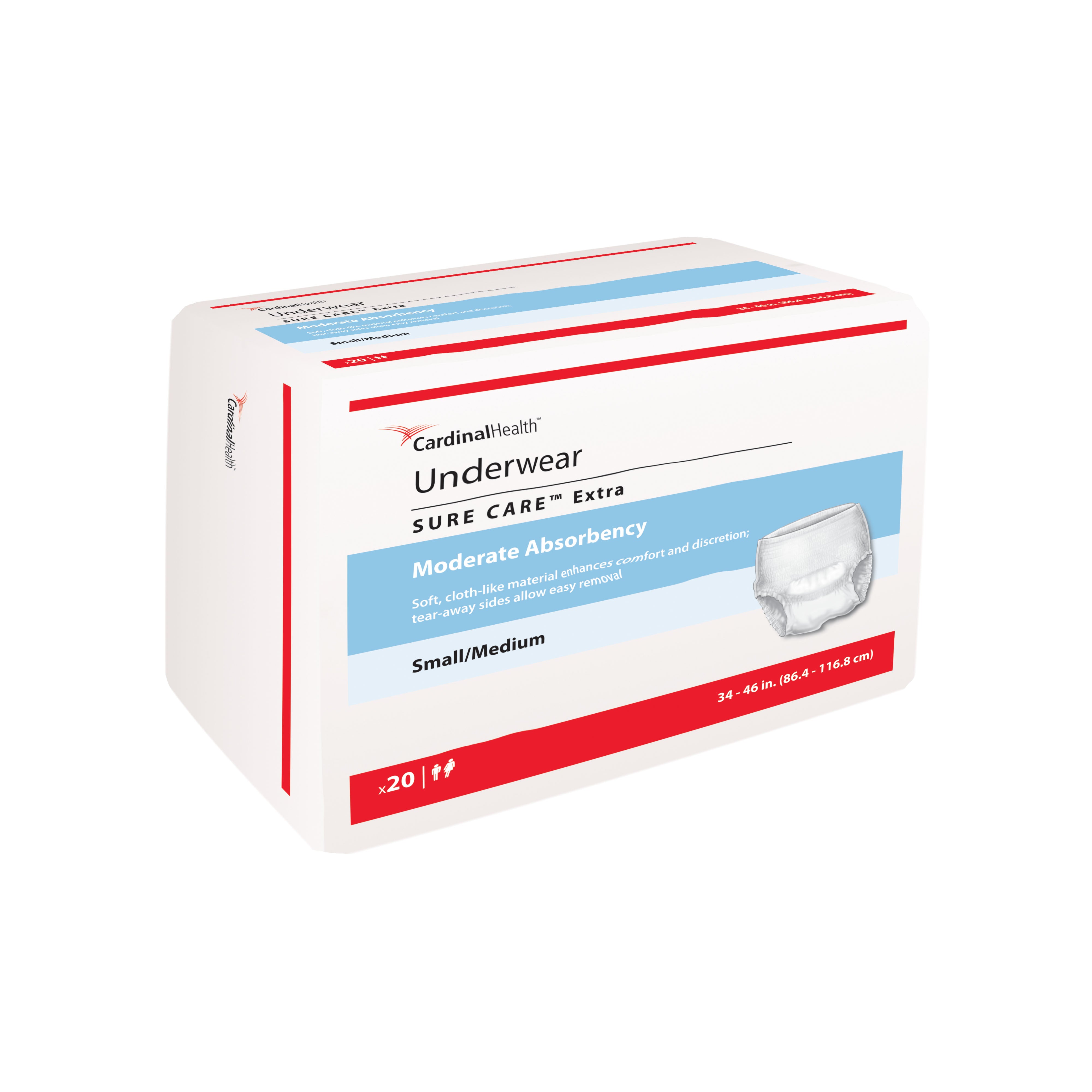 PK/20 - Cardinal Health, Underwear, Sure Care Extra, Small/Medium, 34" - 46" - Best Buy Medical Supplies