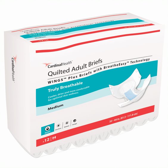 PK/12 - WINGS Plus Quilted Brief with BreatheEasy Technology, Medium, 32" - 44" - Best Buy Medical Supplies