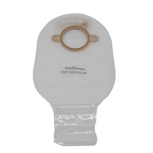 BX/10 - Safe N Simple 12" Drainable 2-Piece Pouch, Beige, 50 mm, 2" Flange, with Belt Tabs, and Velcro Closure