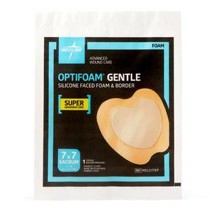 BX/5 - Optifoam Gentle Silicone-Faced Foam Dressing with Border, Sacrum, 7" x 7"
