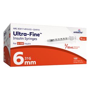 BX/100 - Ultra-Fine Insulin Syringe with Half-Unit Scale 31G x 6 mm, 3/10 mL (100 count)