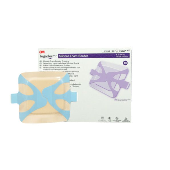 BX/10 - 3M Tegaderm Silicone Foam Border Dressing, 6" x 6", Pad Size 4 1/8" x 4 1/8" - Best Buy Medical Supplies