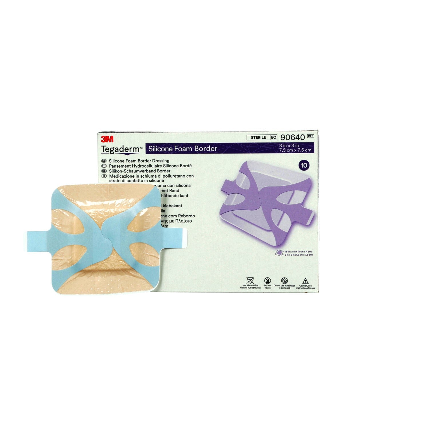 BX/10 - 3M Tegaderm™ Silicone Foam Border Dressing, 3" x 3", Pad Size 1.5" x 1.5" - Best Buy Medical Supplies