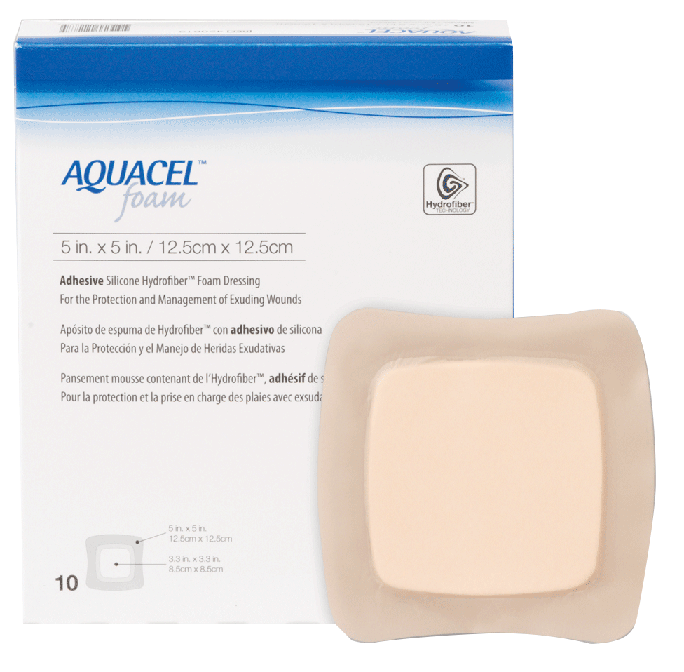 BX/10 - ConvaTec AQUACEL® Gelling Adhesive Foam Dressing 5" x 5" - Best Buy Medical Supplies