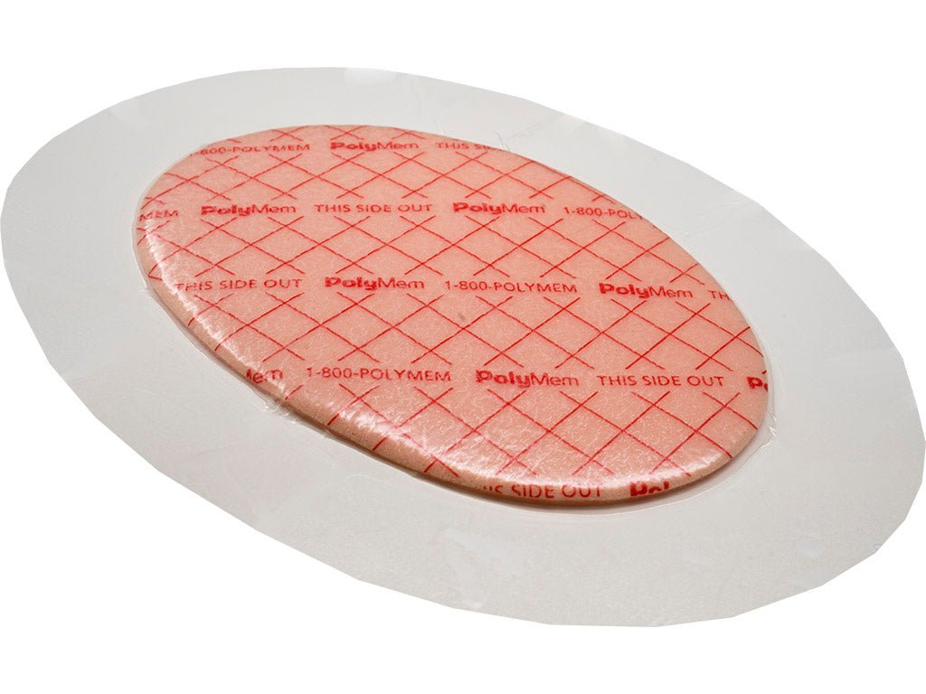 BX/10 - Ferris PolyMem® Shapes™ #8 QuadraFoam® Dressing 6-1/2" x 8-1/5" Oval with 4" x 5-5/7" Pad - Best Buy Medical Supplies