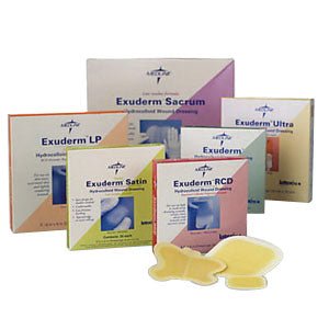 BX/10 - Medline Industries Exuderm&reg; Low Profile Regulated Colloidal Dispersion Hydrocolloid Wound Dressing 4" x 4" Size Square Shape, Sterile, Smooth Outer Surface - Best Buy Medical Supplies