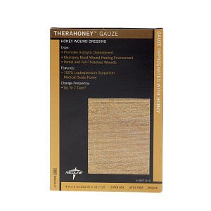 BX/10 - Medline Industries TheraHoney™ Gauze Honey Sheet Dressing 4" x 5", Impregnated with 100% Manuka Honey - Best Buy Medical Supplies