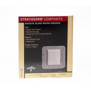 BX/10 - Medline® Industries Stratasorb® Composite Island Dressing 6" L x 6" W, 4" x 4" Pad, Latex-free - Best Buy Medical Supplies