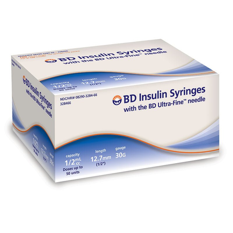 BX/100 - BD Ultra-Fine™ U-100 Insulin Syringe with Neede, 30G x 12-7/10mm 1/2cc Volume - Best Buy Medical Supplies