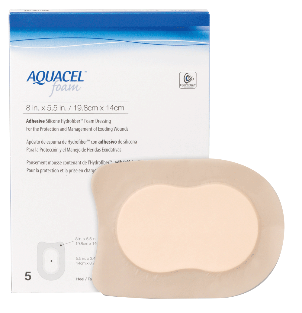 BX/5 - ConvaTec AQUACEL® Adhesive Gelling Foam Dressing 8" x 5.5" Heel Shape - Best Buy Medical Supplies
