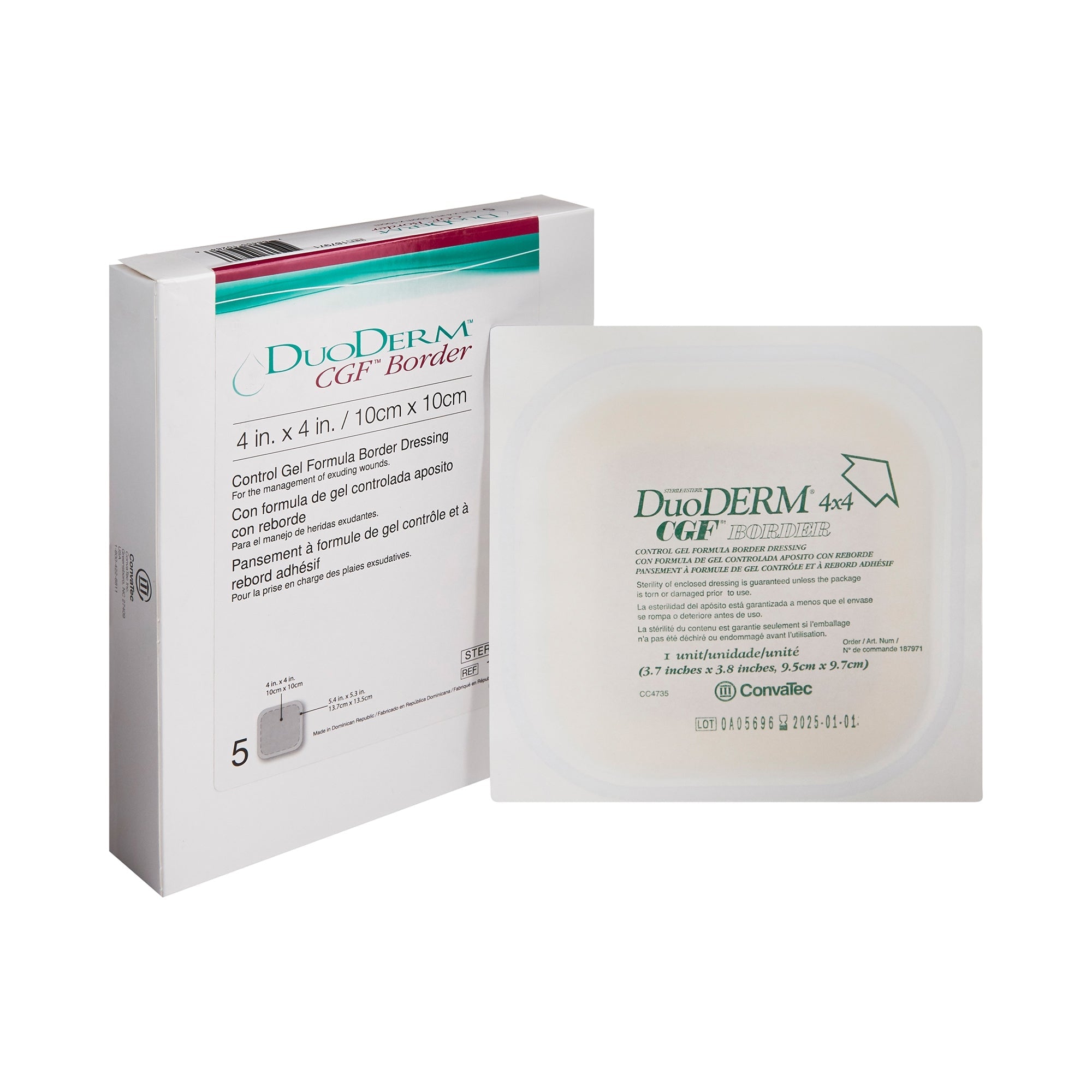 BX/5 - ConvaTec DuoDERM® CGF® Adhesive Border Hydrocolloid Dressing 4" x 4" - Best Buy Medical Supplies