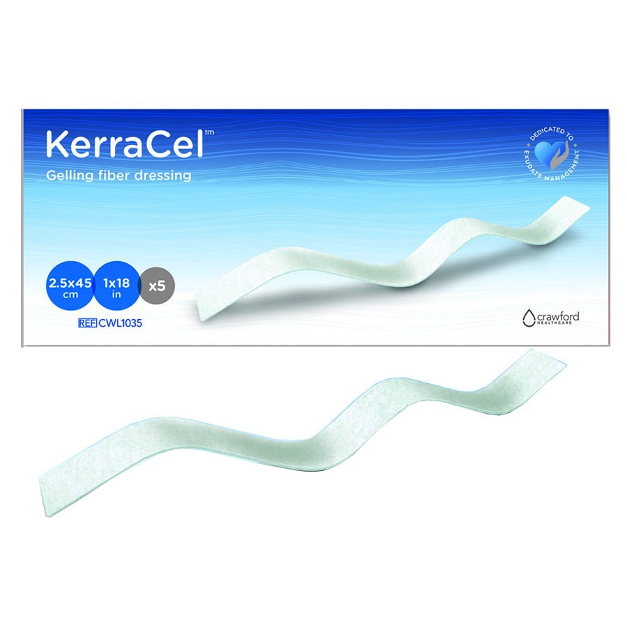 BX/5 - Crawford KerraCel™ Gelling Fiber Dressing, Absorbent, 1" x 18" Ribbon - Best Buy Medical Supplies