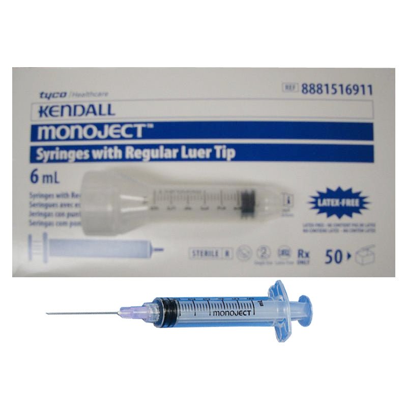 BX/50 - Kendall Monoject™ Rigid Pack Medical Syringe, Regular Luer Tip, 6mL - Best Buy Medical Supplies