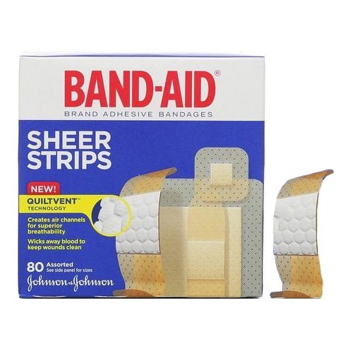 BX/80 - Band-Aid Sheer Strip Adhesive Bandage, Assorted 80 Count - Best Buy Medical Supplies