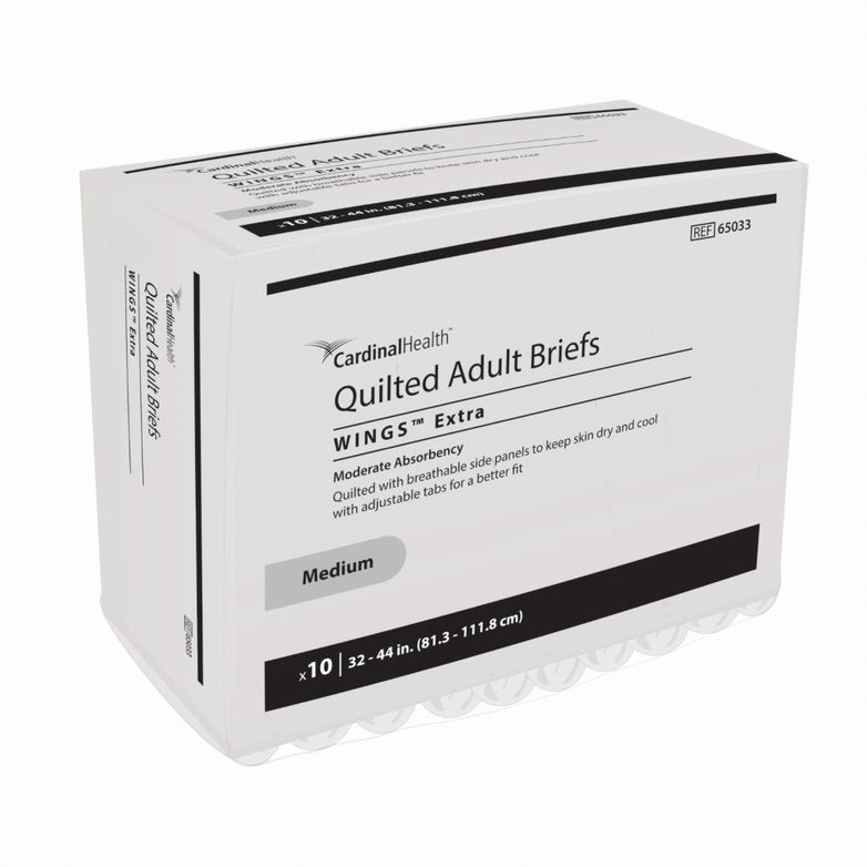 CA/100 - Cardinal Health, Quilted Adult Briefs, Wings™ Extra, Medium, 32" - 44" - Best Buy Medical Supplies