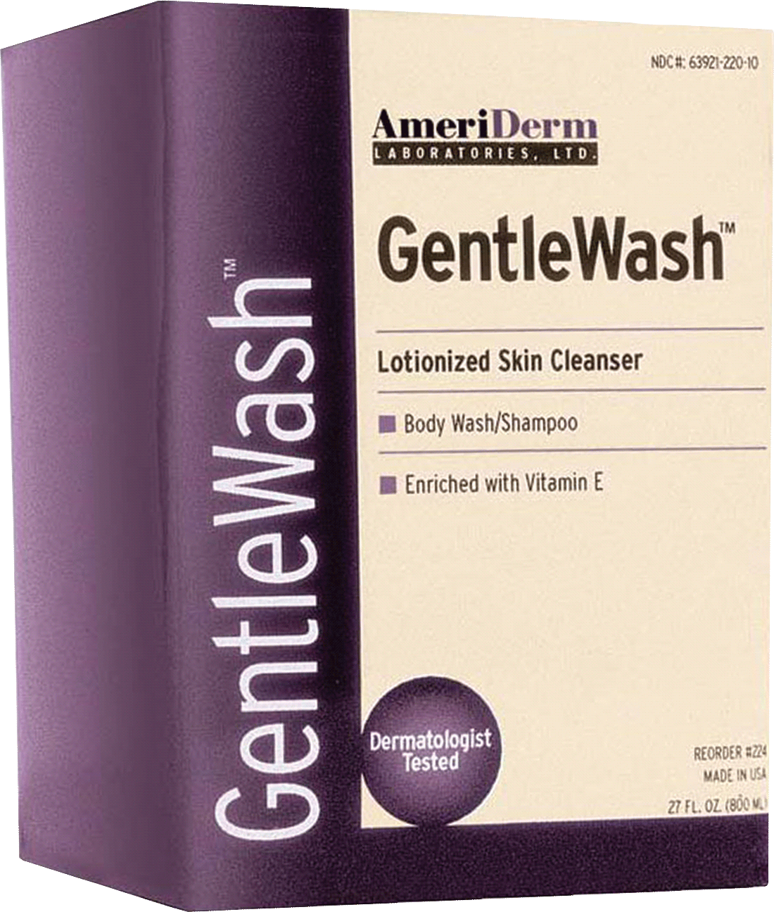 CA/12 - Ameriderm GentleWash™ Body Wash/Shampoo, Hypoallergenic, 800mL - Best Buy Medical Supplies
