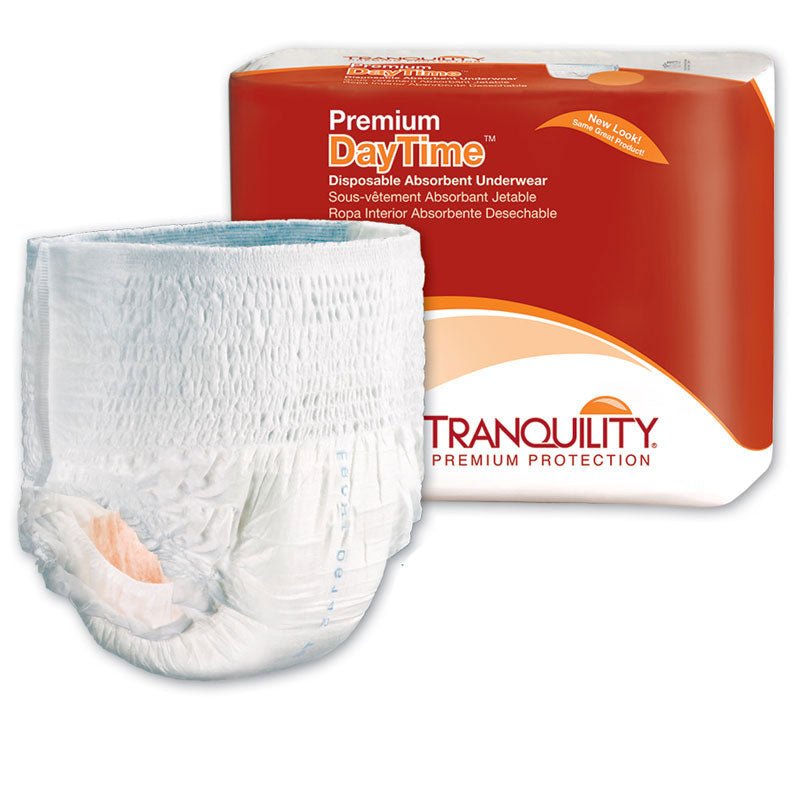 CA/64 - Tranquility&reg; Premium DayTime&trade; Adult Disposable Absorbent Underwear, Latex-Free, Large (44"- 54", 170 - 210 lb) - Best Buy Medical Supplies