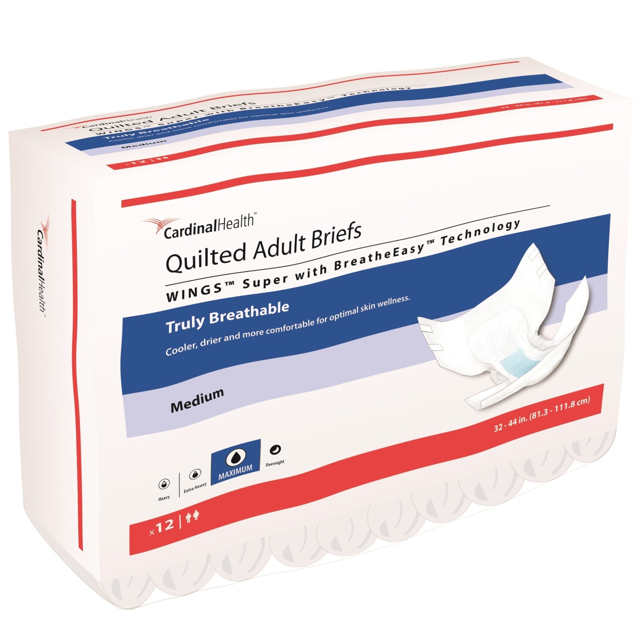 CA/96 - Cardinal Health, Quilted Adult Briefs, Wings™ Super, Medium, 32" - 44" - Best Buy Medical Supplies