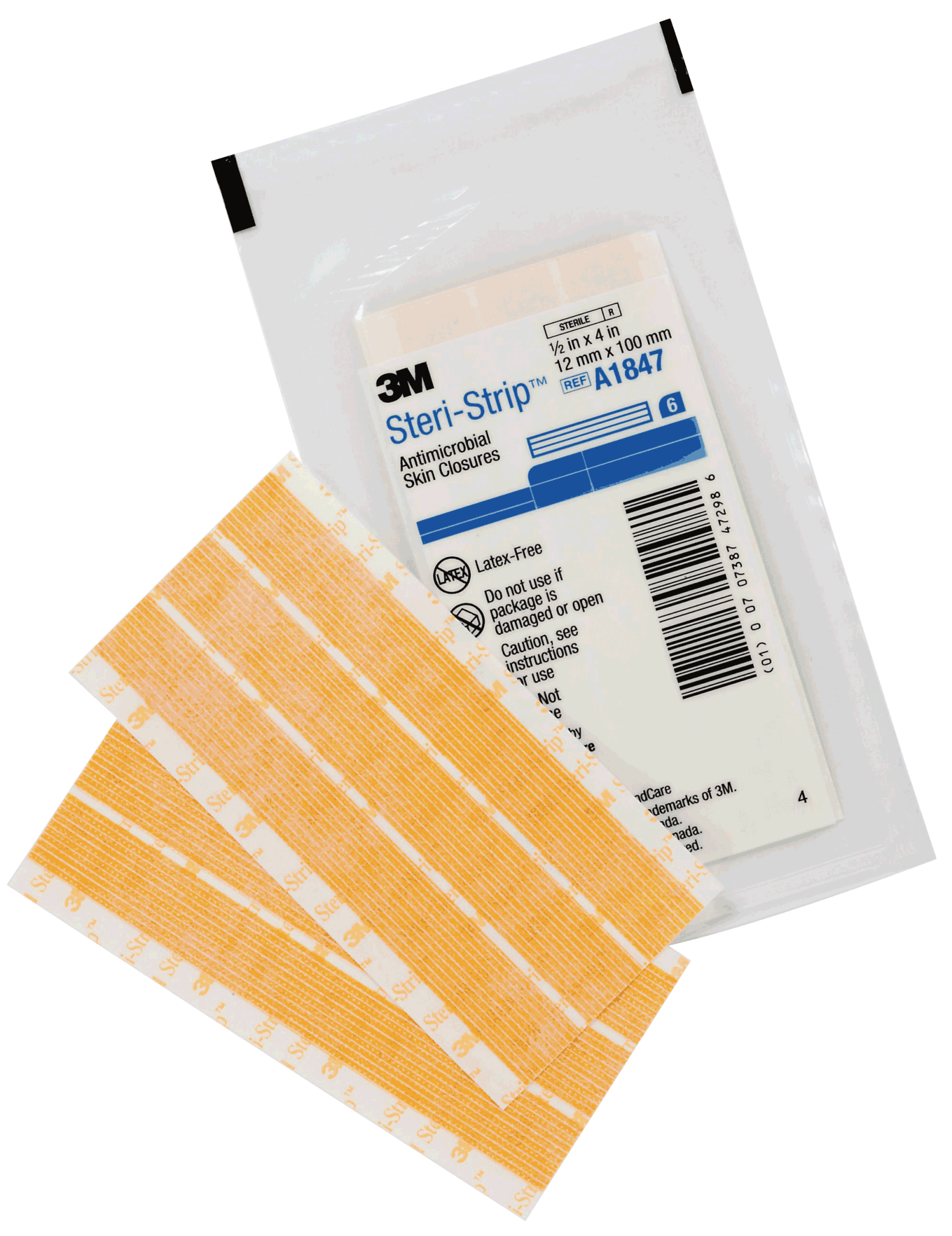 EA/1 - 3M Steri-Strip™ Antimicrobial Skin Closure Strip, Adhesive, 4" x 1/2" (12mm x 100mm) - Best Buy Medical Supplies