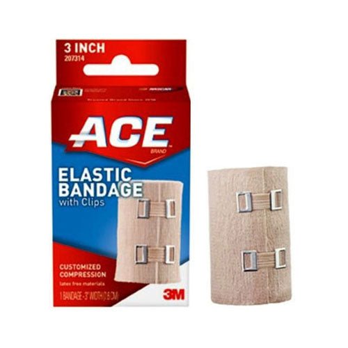 EA/1 - 3M™ ACE™ Elastic Bandage, with Metal Clips, 3" x 1.8 yds Unstretched, Tan - Best Buy Medical Supplies