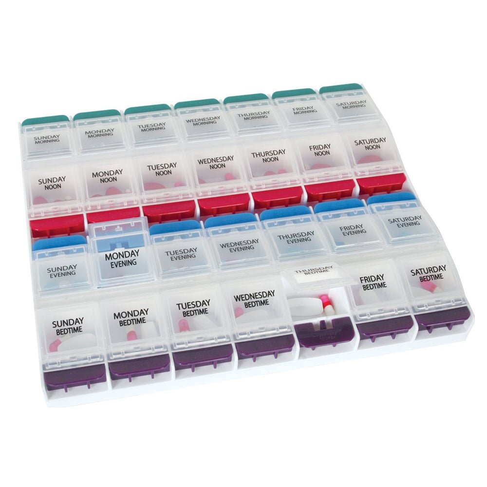 EA/1 - Apothecary EZY Dose Medtime Planner® Weekly Push Button Medicine Planner, 3XL - Best Buy Medical Supplies