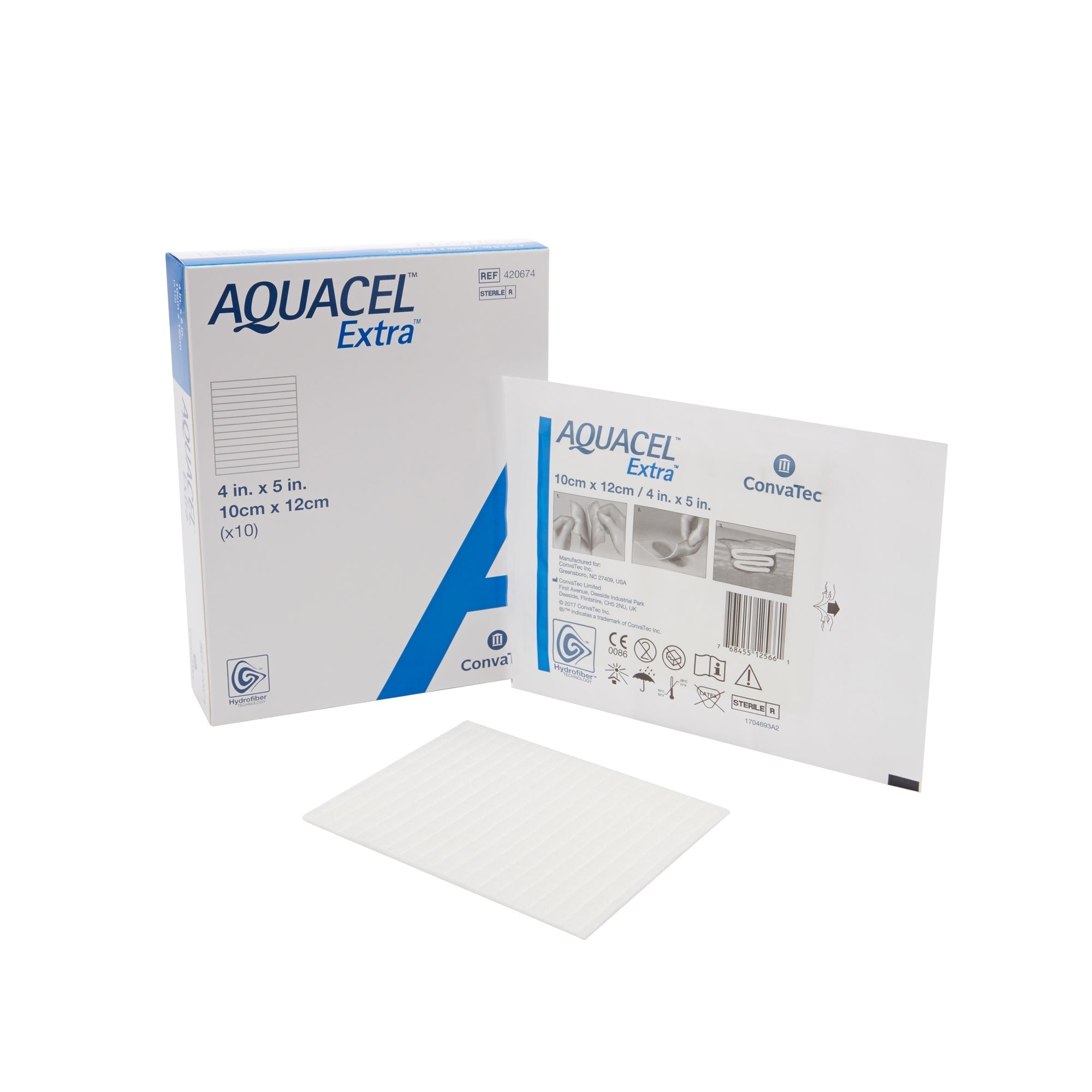 Aquacel Ag Extra Hydrofiber Antimicrobial Dressing, 4