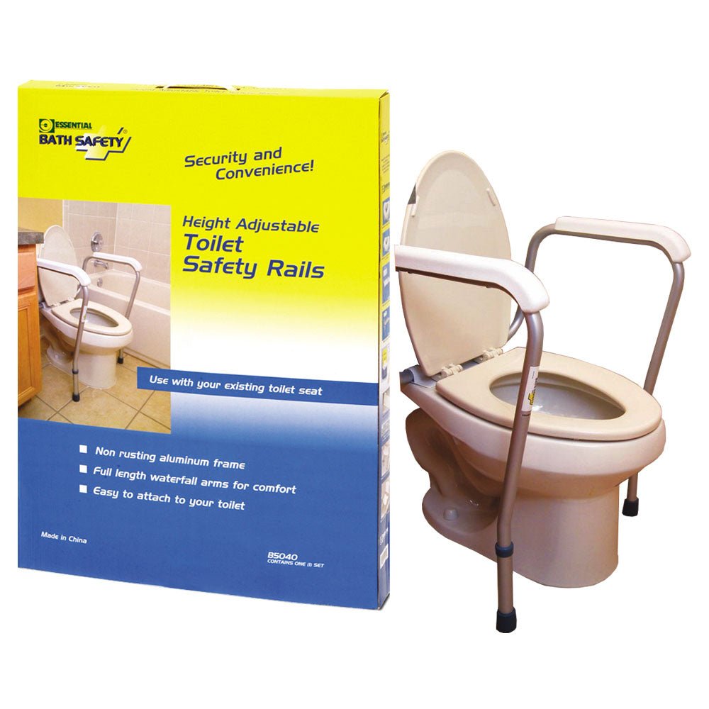 EA/1 - Essential Medical Adjustable Toilet Safety Rail, 250 lb Capacity, 23-3/4" to 31-3/4" - Best Buy Medical Supplies