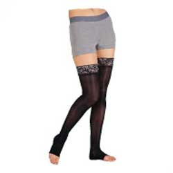 EA/1 - Juzo Soft Thigh-High Compression Stockings with Silicone Border Regular Size 5, 30 to 40 mmHg Compression Size, Black - Best Buy Medical Supplies