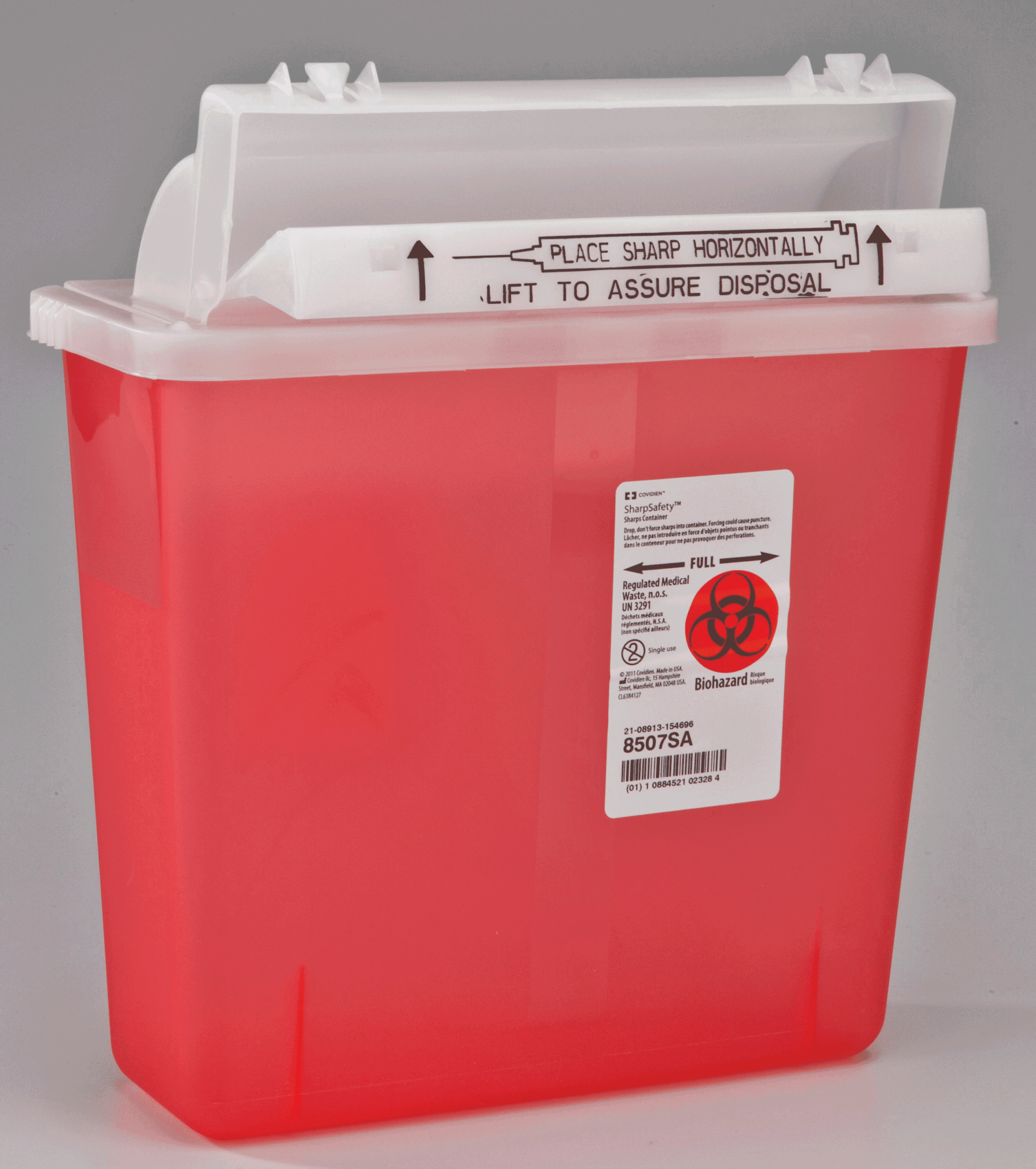 EA/1 - Kendall SharpStar™ In-Room™ Sharps Container with Counter-Balanced Lid, 5 Quart, Transparent Red - Best Buy Medical Supplies