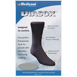 EA/1 - Medicool DiaSox® Diabetes Socks, XL (Men's 12-1/2 to 15 and Women's 14 and over), Black - Best Buy Medical Supplies