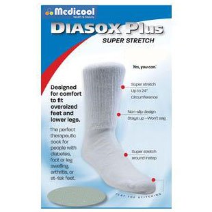 EA/1 - Medicool DiaSox&reg; Plus Oversize Diabetes Socks, Large, White - Best Buy Medical Supplies