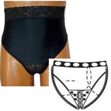 EA/1 - OPTIONS™ Ladies' Backless with Split-Lace Crotch and Built-In Barrier/Support, Black, Left-Side Stoma, Medium 6-7, Hips 37" - 41" - Best Buy Medical Supplies