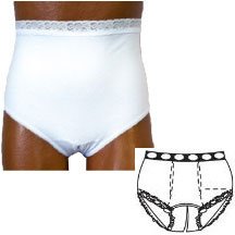 EA/1 - OPTIONS™ Split-Cotton Crotch with Built-In Barrier/Support, White, Dual Stoma, Medium 6-7, Hips 37" - 41" - Best Buy Medical Supplies