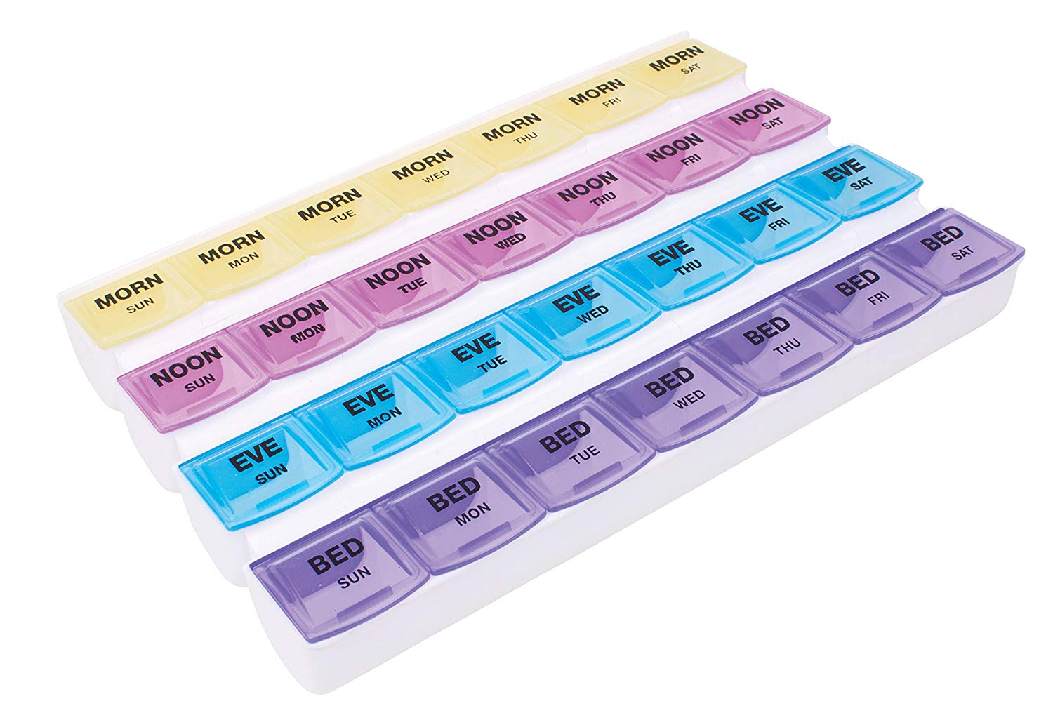 PK/1 - Apex 7-Day Medication Planner Spanish Guide, 28 Color Coded Compartments - Best Buy Medical Supplies