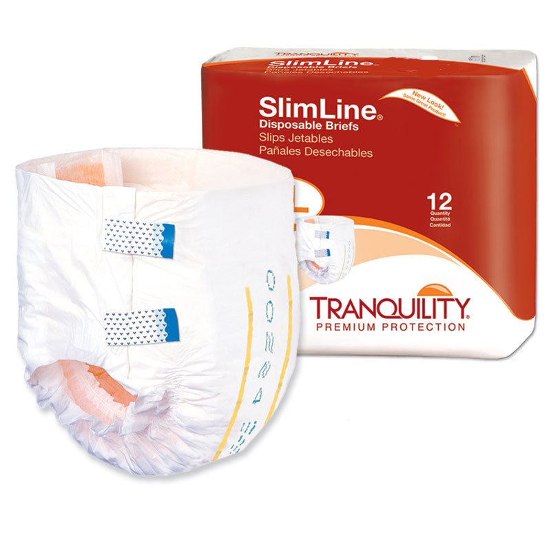 PK/12 - Tranquility® SlimLine® Disposable Brief, 23-2/3 oz Fluid Capacity, Latex-free, XL (56" to 64") - Best Buy Medical Supplies