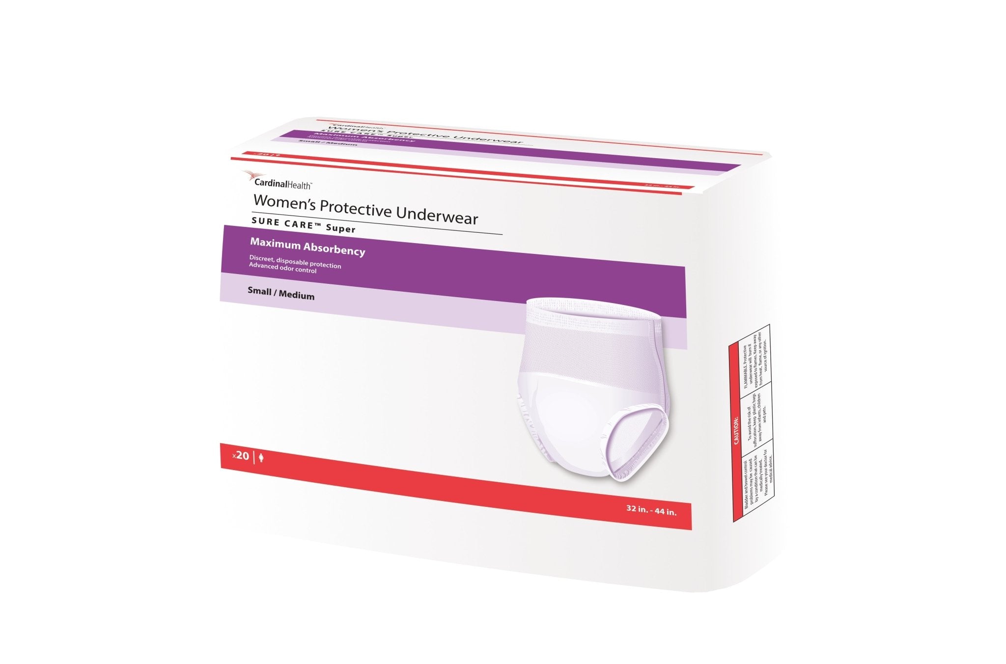 PK/20 - Cardinal Health, Women's Protective Underwear, Sure Care™ Super, Small/Medium, 32" - 44" - Best Buy Medical Supplies