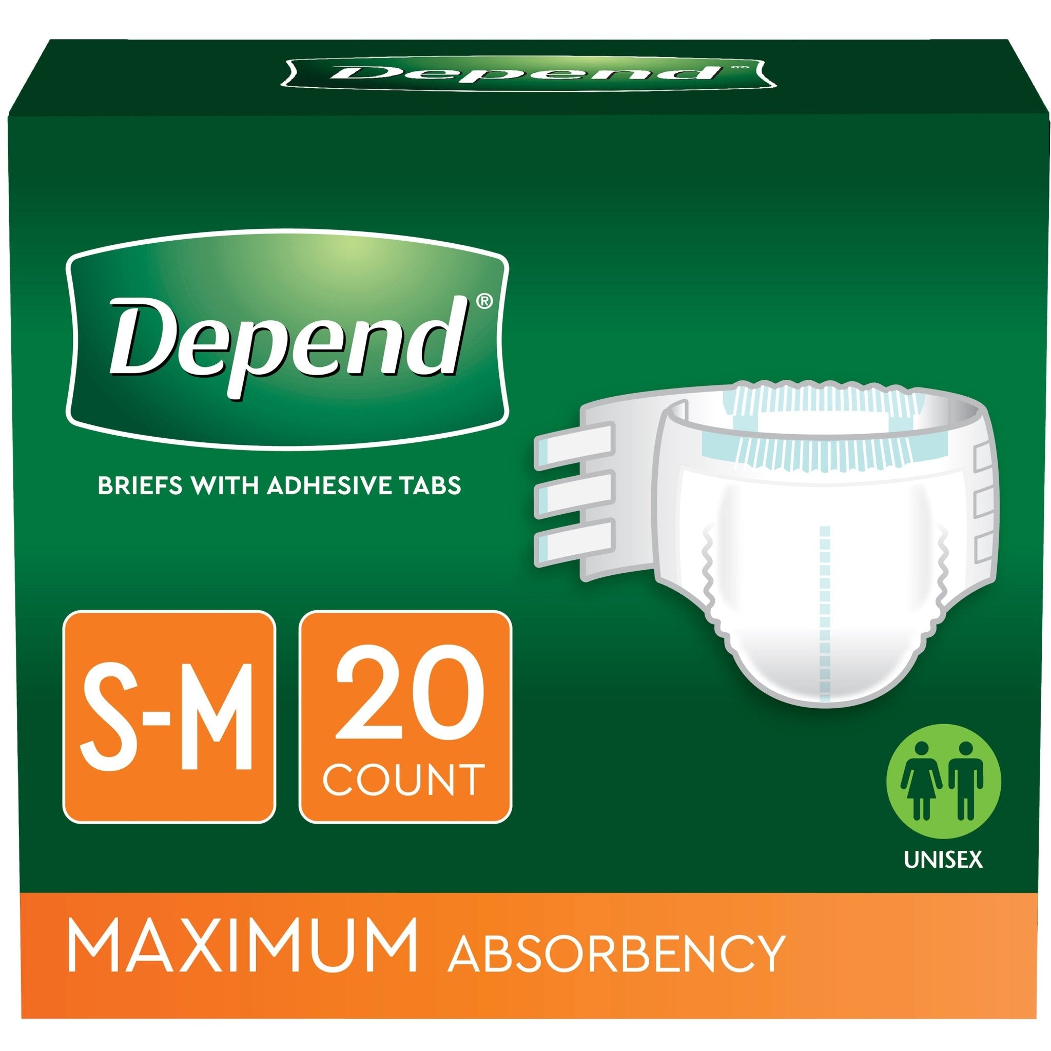 PK/20 - Depend® Protection with Tabs Incontinence Underwear, Maximum Absorbency,19" to 34" Waist, Small/Medium - Replaces 6949174 - Best Buy Medical Supplies