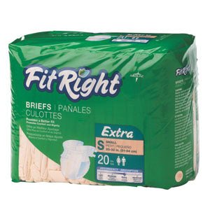 PK/20 - FitRight® Extra Cloth-Like Brief, Small (20" to 33") - Best Buy Medical Supplies