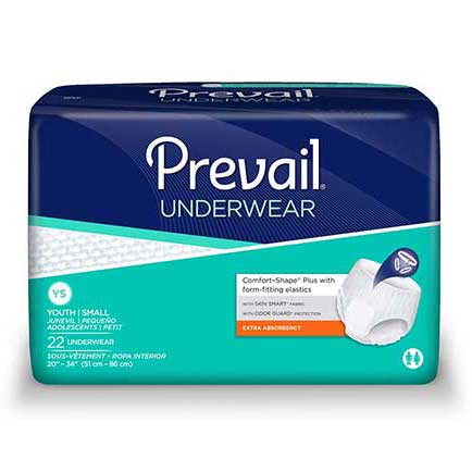 PK/22 - Prevail® Youth Protective Underwear, Extra Absorbency, Pull On and Off Design, Small (20" to 34") - Best Buy Medical Supplies
