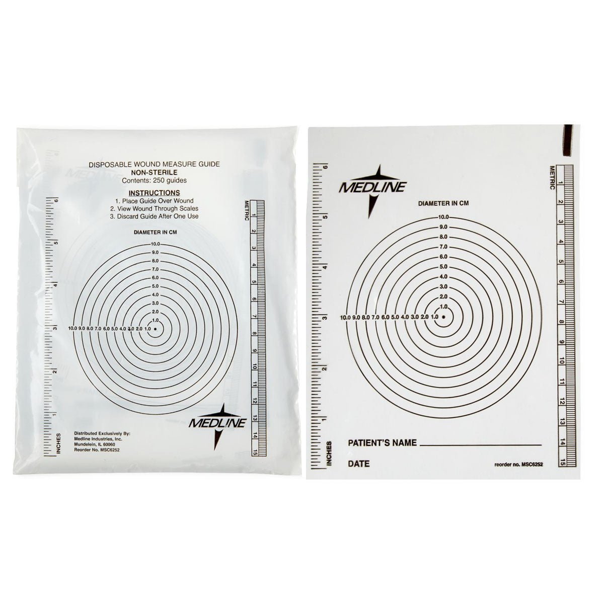 PK/250 - Medline Bullseye Wound Measuring Ruler, Plastic - Best Buy Medical Supplies