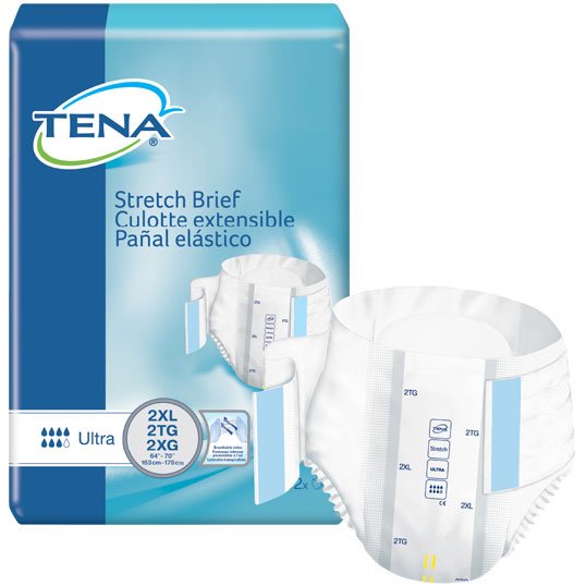 PK/32 - TENA&reg; Stretch Ultra Absorbency Brief 2XL, 64" to 70" Waist Size, White - Best Buy Medical Supplies