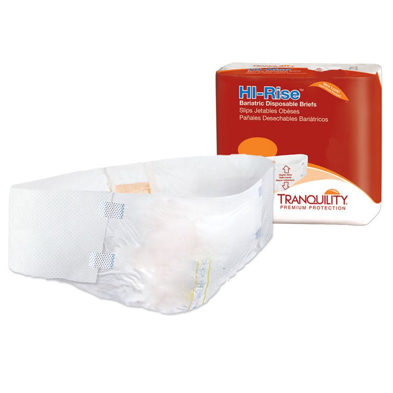 PK/8 - Tranquility® Hi-Rise Bariatric Disposable Brief, 34 oz Fluid Capacity, 64" to 96" Waist/Hip - Best Buy Medical Supplies