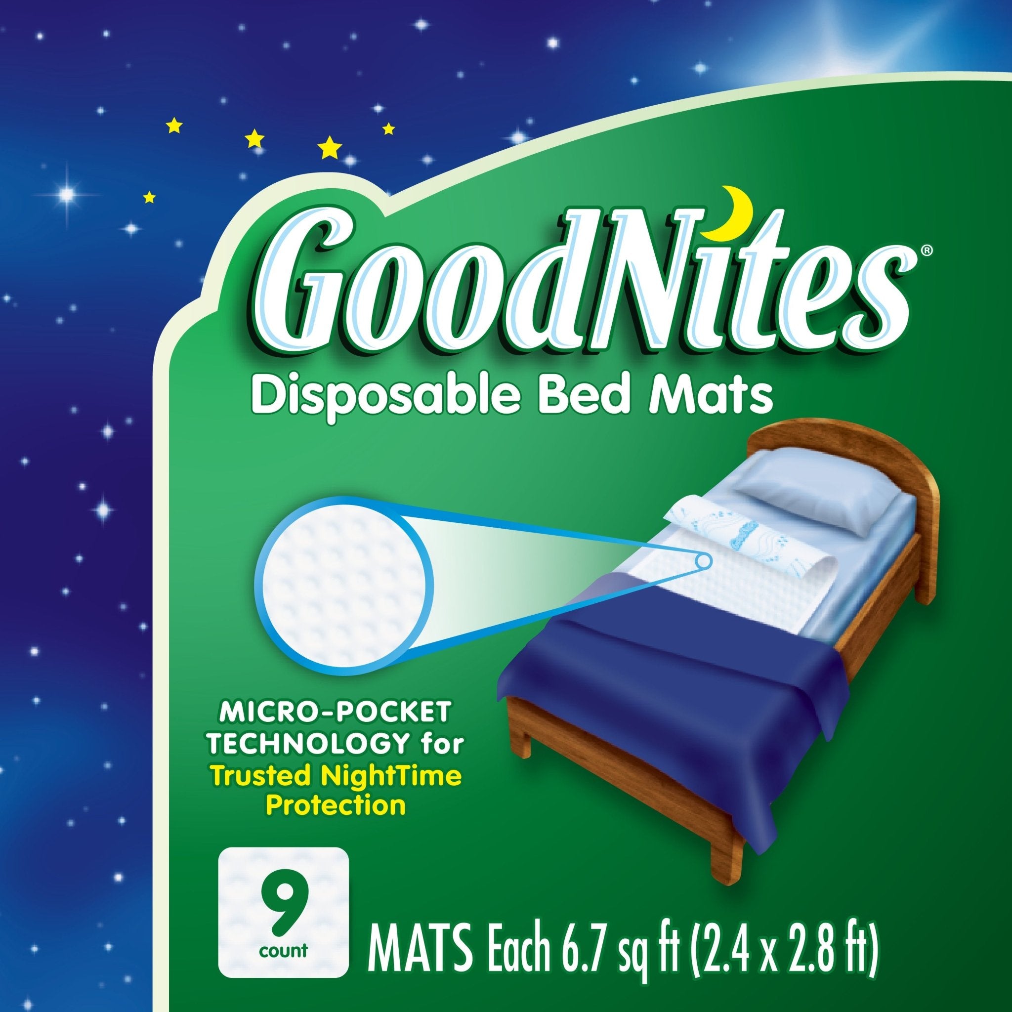 PK/9 - GoodNites Disposable Bed Pads for Nighttime Bedwetting, Non