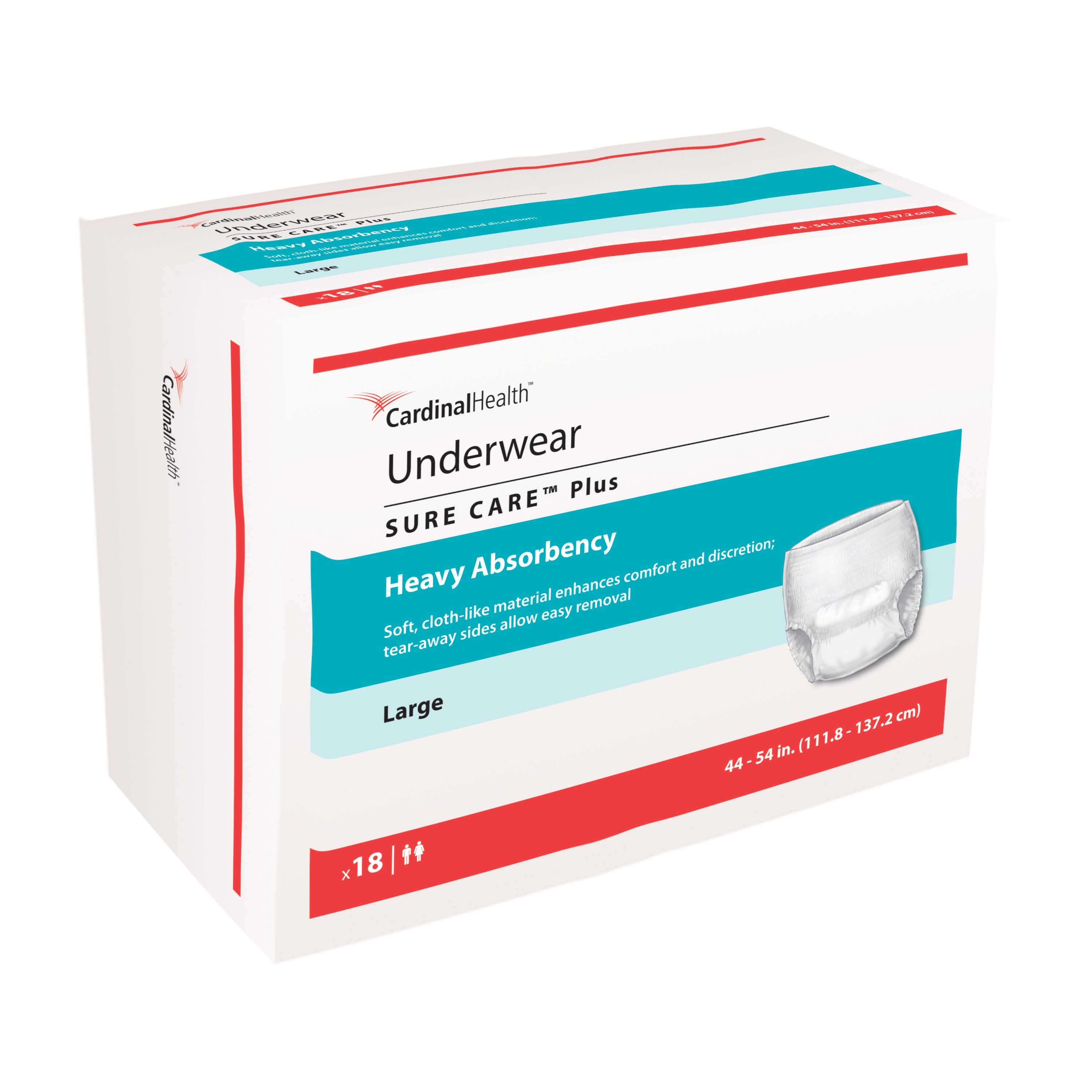PK/18 - Cardinal Health Protective Underwear, Sure Care Plus, Heavy Absorbency, Large, 44" - 54"  - Best Buy Medical Supplies