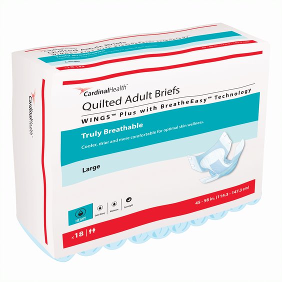 PK/18 - WINGS Plus Quilted Brief with BreatheEasy Technology, Large, 45" - 58"  - Best Buy Medical Supplies