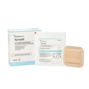 BX/10 - Cardinal Health Kendall Silicone Bordered 5-Layer Foam Dressing, 4" x 4" - Replaces ZDSF44B
