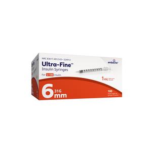 BX/100 - Ultra-Fine Insulin Syringe with Half-Unit Scale 31G x 6 mm, 1 mL (100 count)