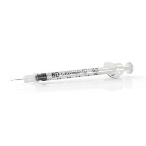 BX/100 - Becton Dickinson Consumer BD Ultra-Fine II™ U-100 Insulin Syringe 31G x 8mm Needle Length with 1/2 unit markings, 3/10cc Volume