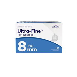BX/100 -Ultra-Fine™ Short Insulin pen needle 31G x 8mm Needle Length  (100 count)