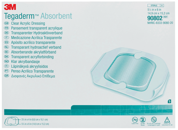 BX/10 - 3M Tegaderm&trade; Clear Absorbent Acrylic Dressing, Small 5-9/10